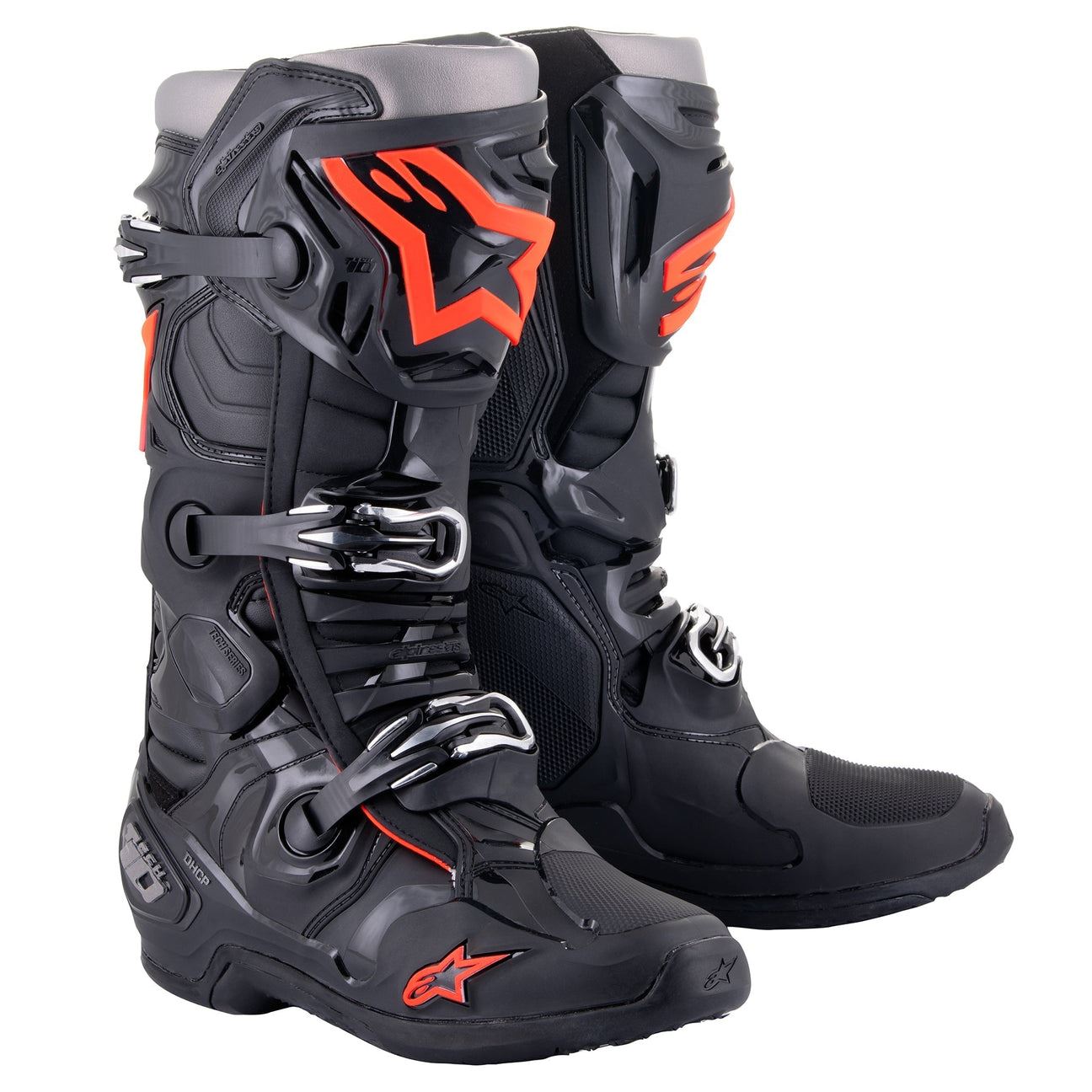 Alpinestars 2024 Tech 10 Motocross Boots Black Red Fluo